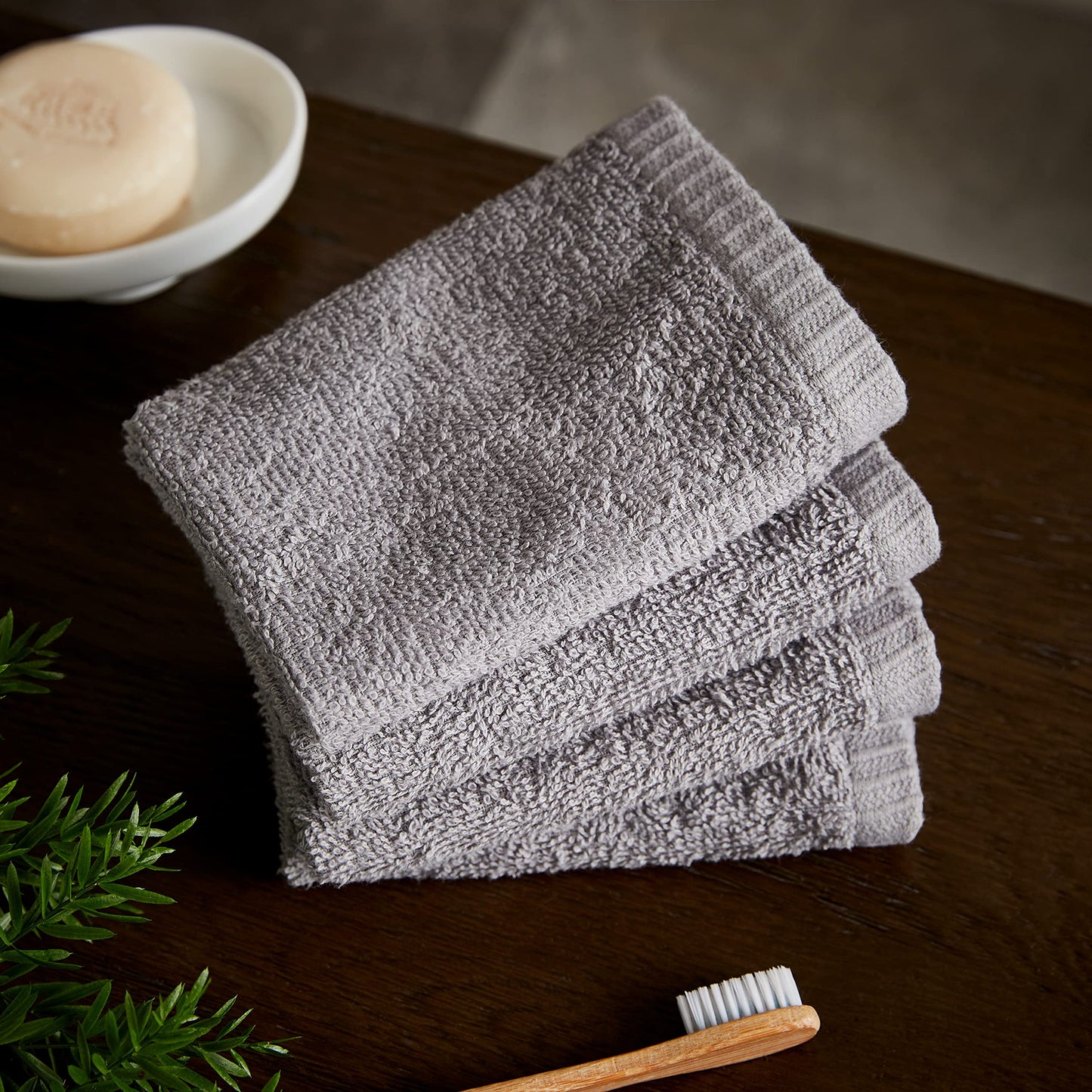 Catherine Lansfield Quick Dry Cotton Face Cloth 4 Pack Grey