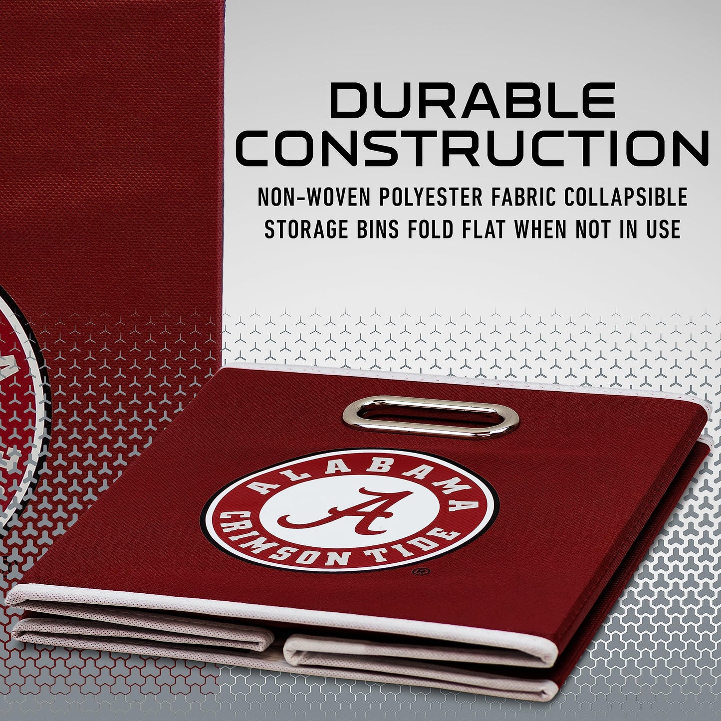 Franklin Sports NCAA Alabama Crimson Tide Collapsible Storage Bin - Made to Fit Storage Bin Shelf Organizers - 10.5" x 10.5"