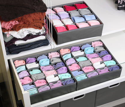 Simple Houseware Closet Drawer Organizer for Clothes, Socks and Underware, 3 Pack, Dark Grey