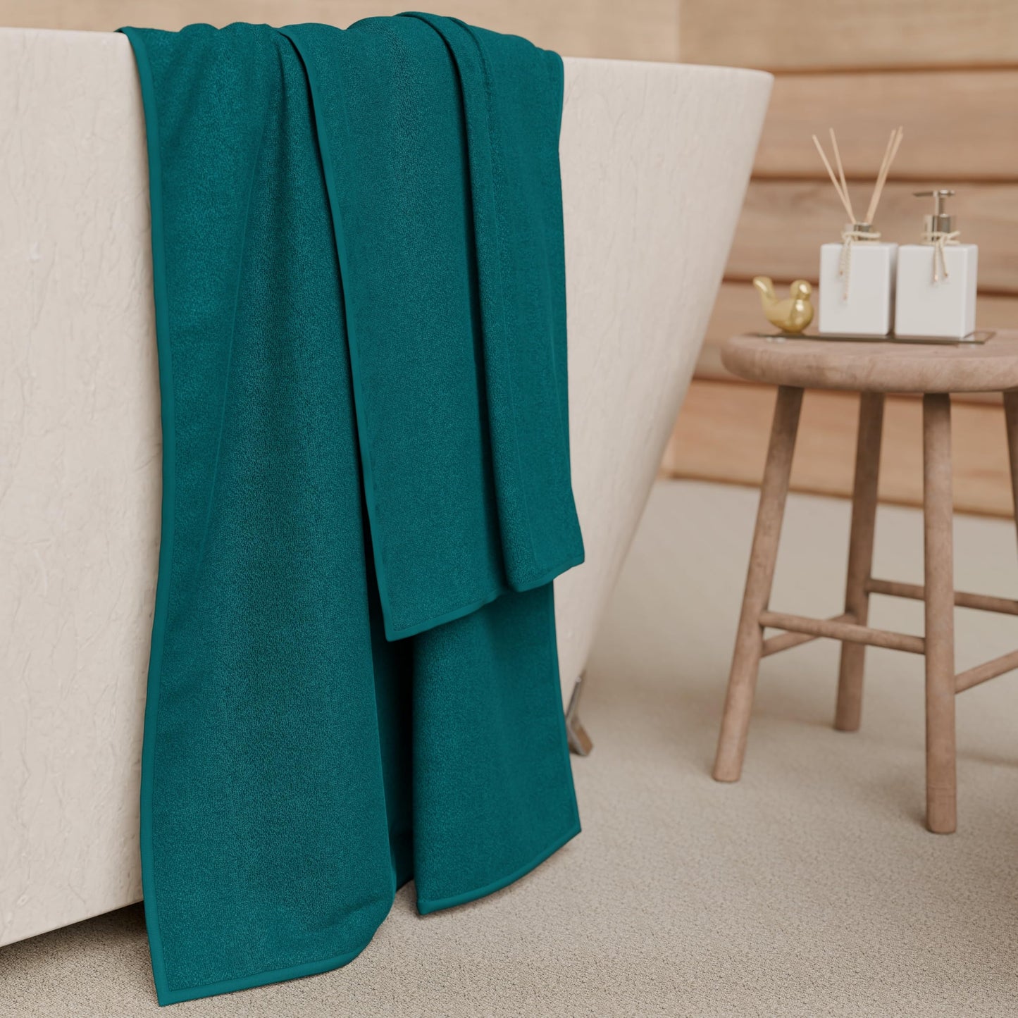 PETTI Artigiani Italiani - Bath Towels in 100% Cotton Terry Towel, 3+3 Towel Set, 6 Pieces 3 Face Towels and 3 Hand Towels, Teal Towels