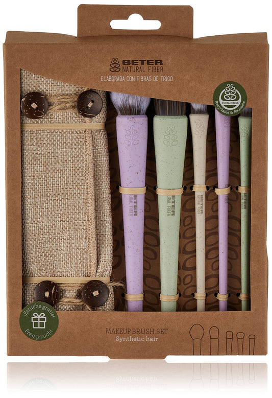 Beter - Natural Fiber Makeup Set ? Kit 5 Synthetic Hair Brushes and Brushes, Ideal for Gift, 1.2 kg