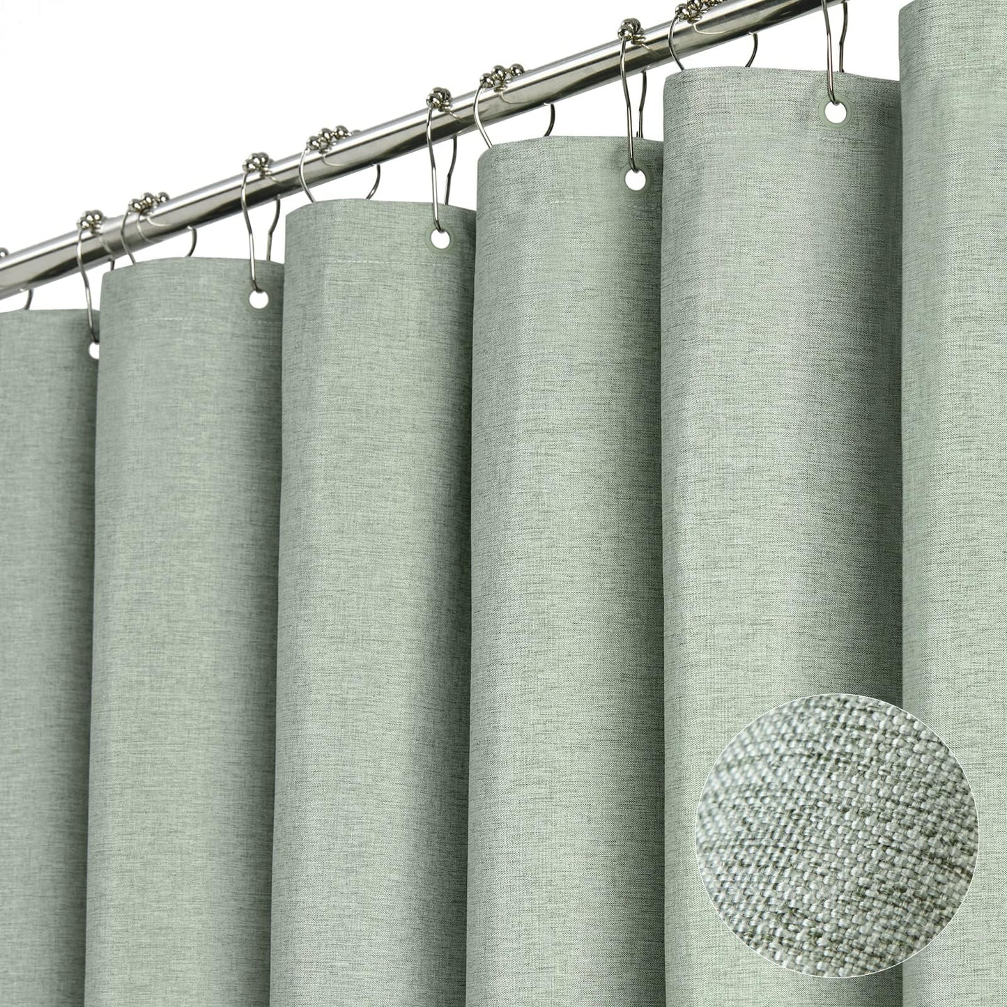 BTTN 182 x 200cm Drop Long Shower Curtain, Long Mould Proof Resistant Heavy Duty Fabric Wet Room Shower Curtains, Durable and Washable, Waterproof