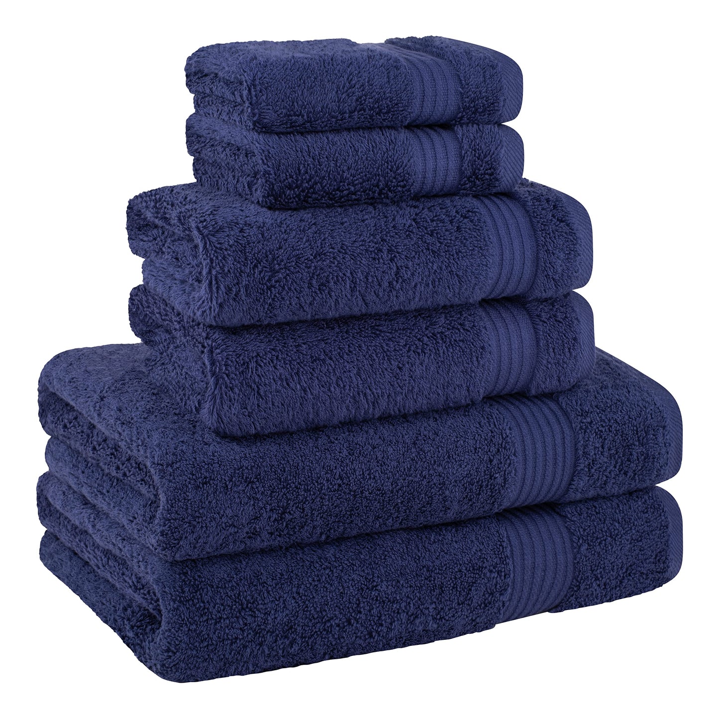 Cotton Paradise 6 Piece Towel Set, 100% Turkish Cotton Soft Absorbent Towels for Bathroom, 2 Bath Towels 2 Hand Towels 2 Washcloths, Navy Blue