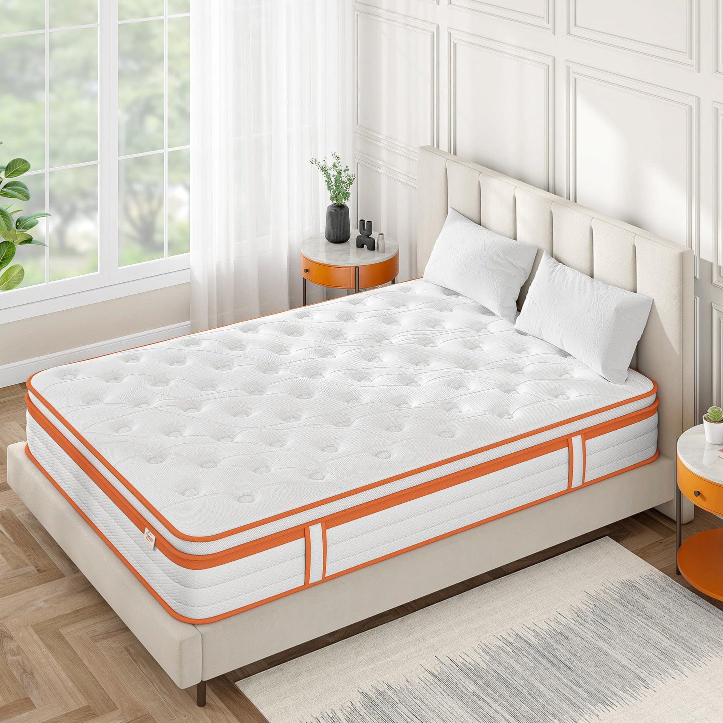 TeQsli King Mattress 5FT, 10 Inch Memory Foam 7 Zone Support King Mattress Pocket Sprungs Wave Memory Foam Hybrid - Medium Firm
