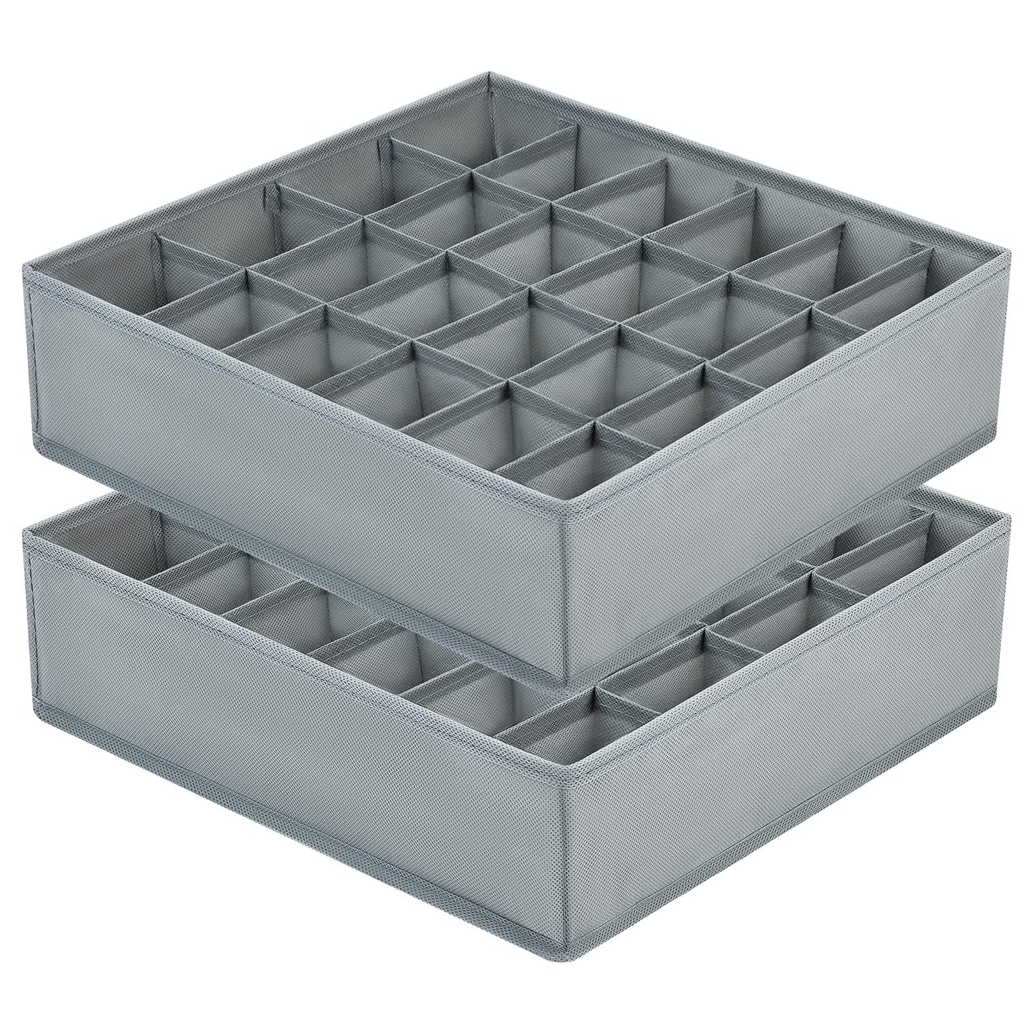 DIMJ 2 Pack Drawer Organisers 24 Cells Sock Organiser Foldable Underwear Drawer Organiser Fabric Drawer Divider Wardrobe Storage Boxes for Socks