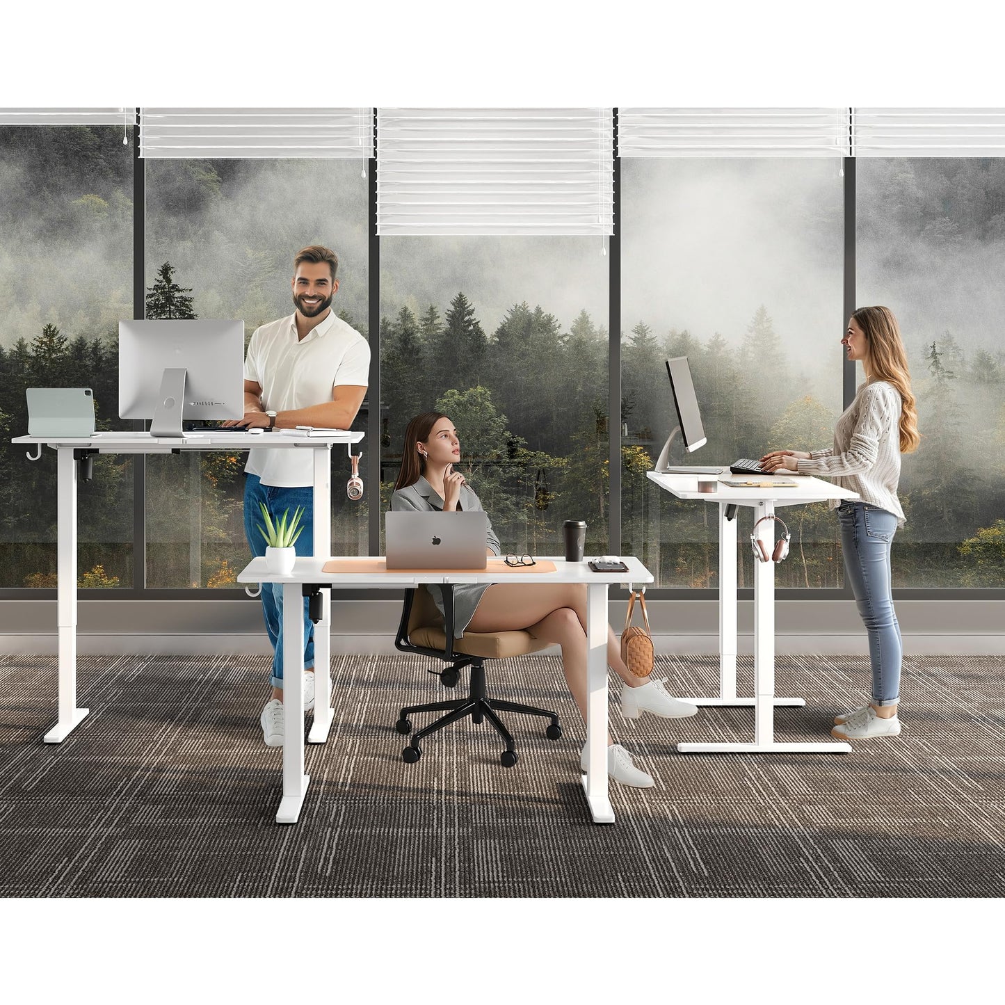 Gamork 48 x 24 Inch Electric Standing Desk, 3 Memory Presets, White