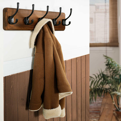WEBI Coat Rack Wall Mount,Coat Hooks Wall Mounted,16" Hole to Hole,Rustic Large Coat Hanger Wall Hook Rack,5 Hooks for Hanging