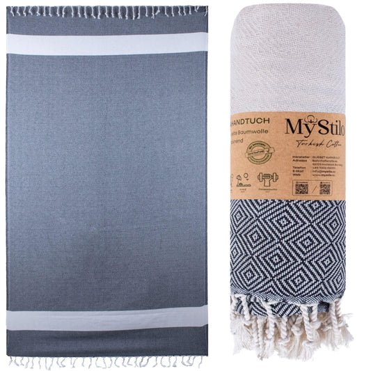 MyStilo 100% Recycled Cotton Hamam Towel (Black)