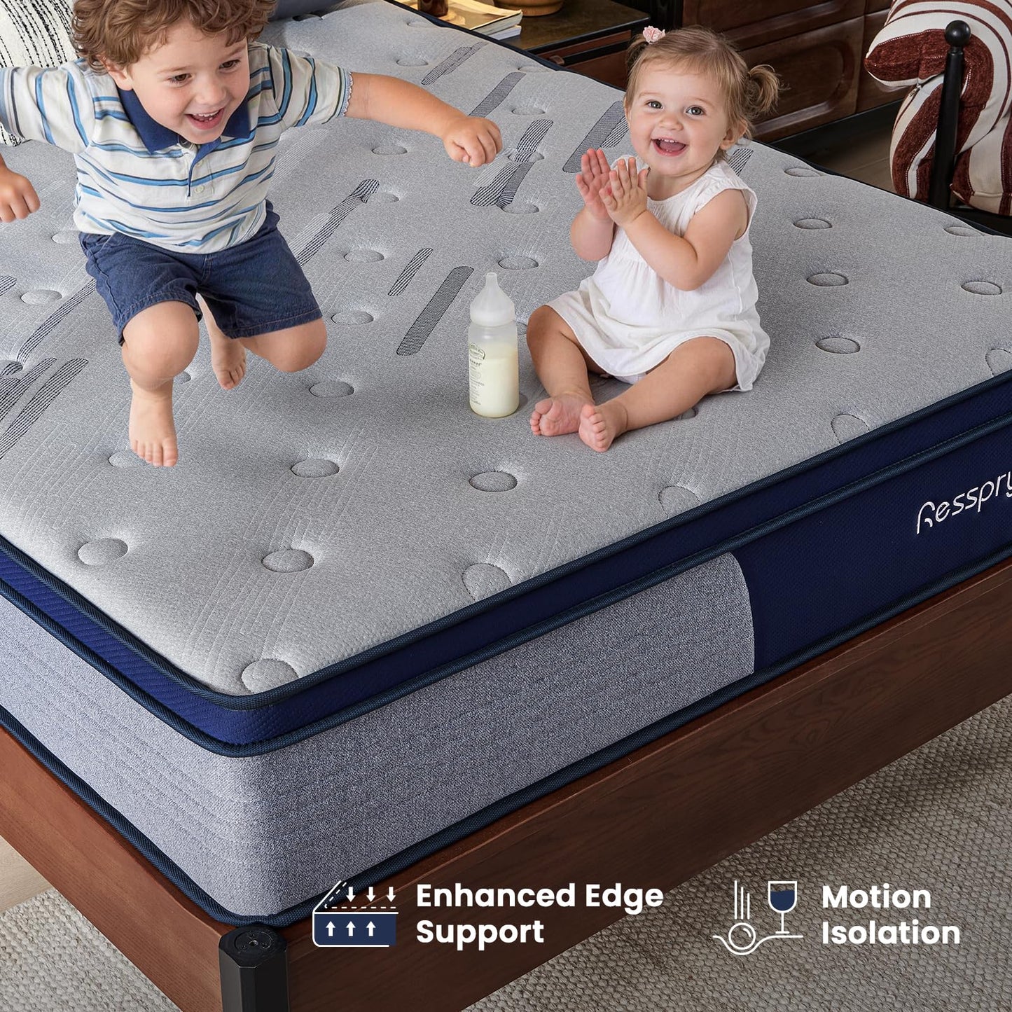 Resspry Single Mattress,12 Inch Memory Foam Sprung Mattress for Cool Sleep