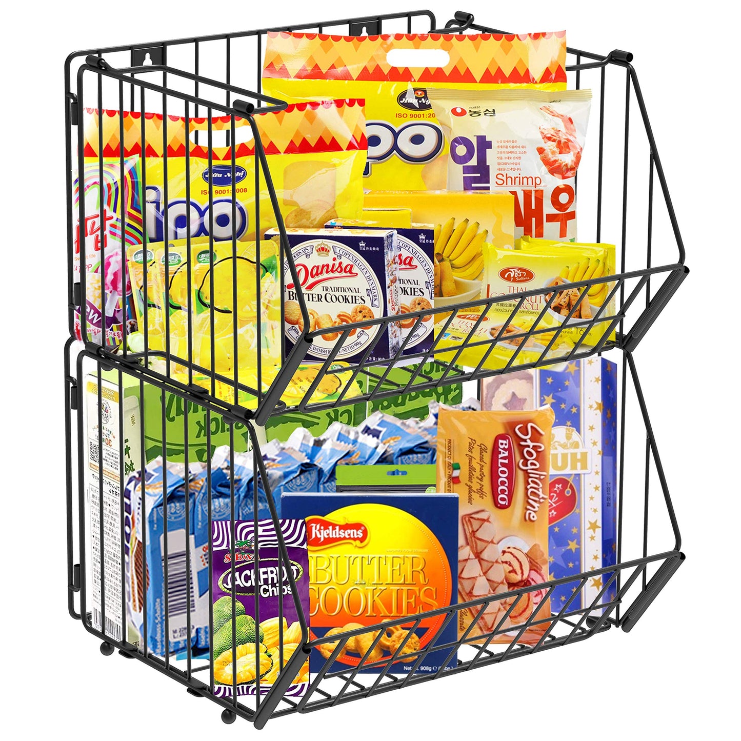 Stackable Metal Wire Storage Basket, Large Organizer Storage Baskets, Multipurpose Organizer Bins for Organizing Kitchen, Pantry, Freezer