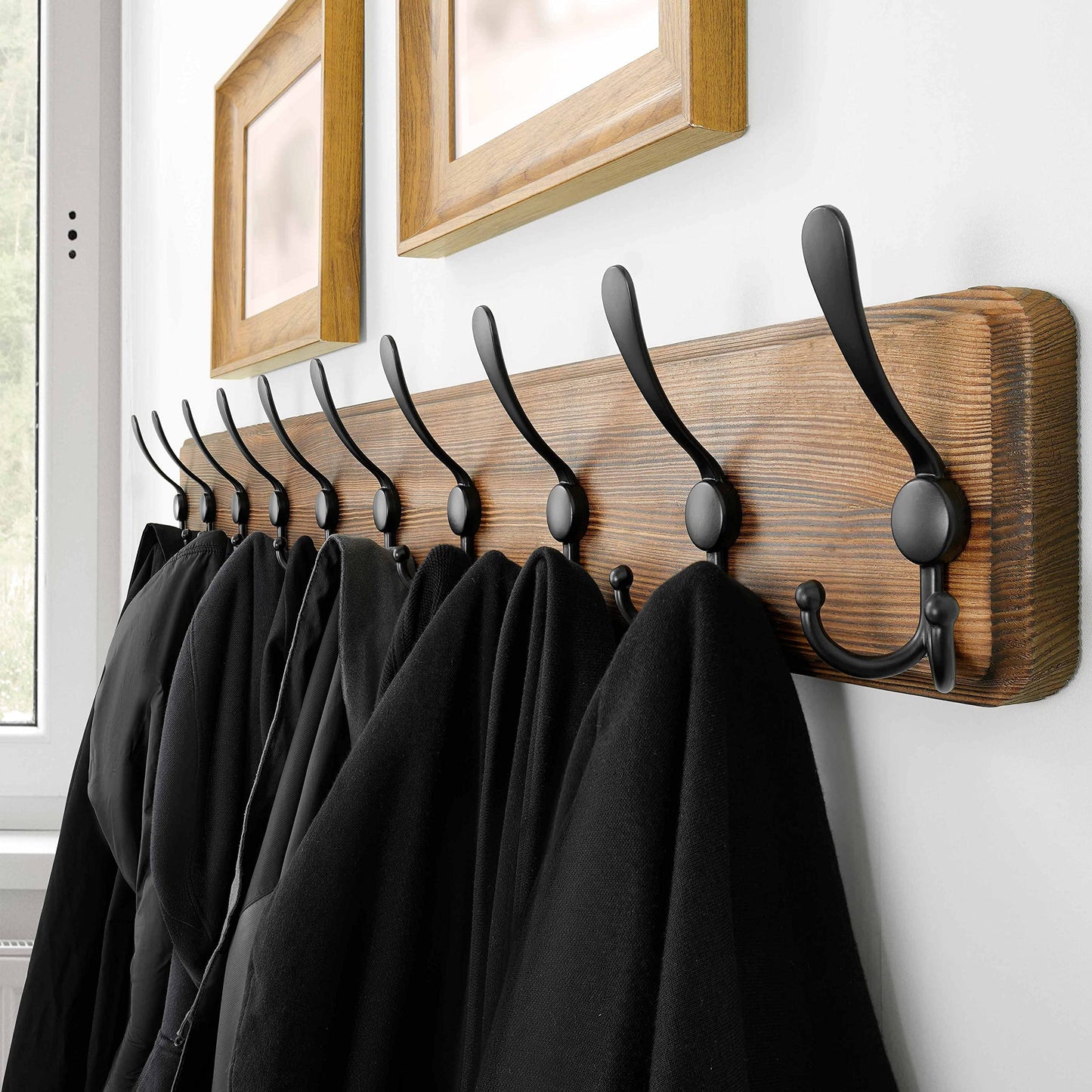 SKOLOO Coat Rack Wall Mounted - 38.3'' Long, Pack of 2, Wooden, Heavy Duty, Rustic Coat Hooks for Wall
