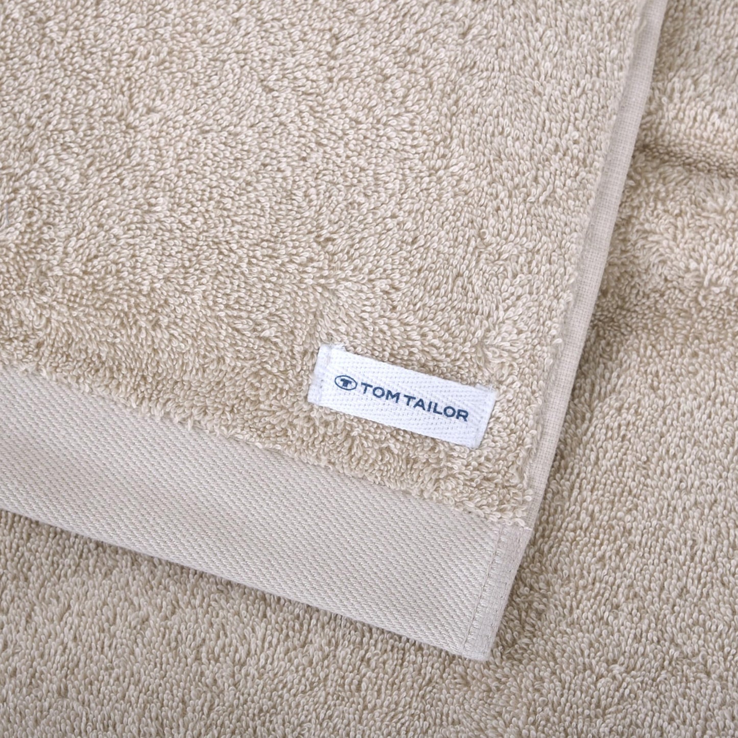 Klaus Herding GmbH Tom Tailor Guest Towels, Set of 6, 30 x 50 cm, 100% Cotton/Terry Towels, with Hanger and Label with Logo, Colour Bath Towel Beige