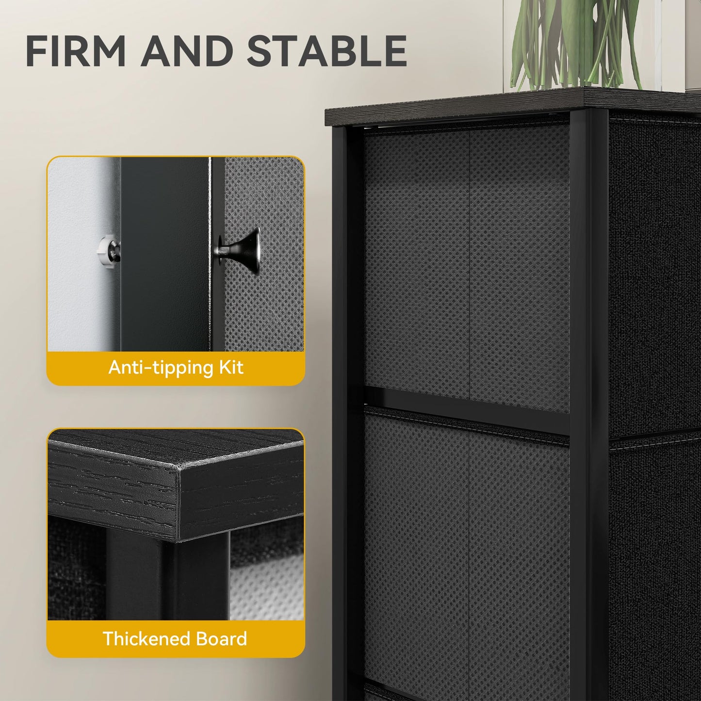 DWVO Chest of Drawers,Fabric Chest of Drawers Bedroom Cabinet with 9 Drawers,Dresser for Bedroom,Living Room With Handles,Wood Top and Sturdy Steel