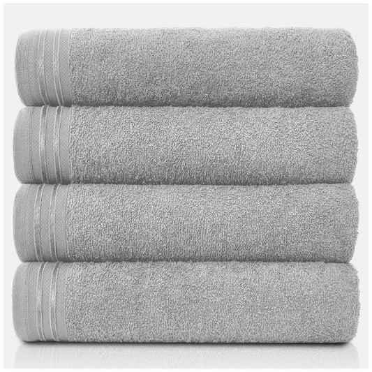 GC GAVENO CAVAILIA Large Towels Bath Sheet, Highly Absorbent Egyptian Cotton Towel Set, 4 Pack Extra Soft Large Bath Towel Silver, Quick Dry Bath
