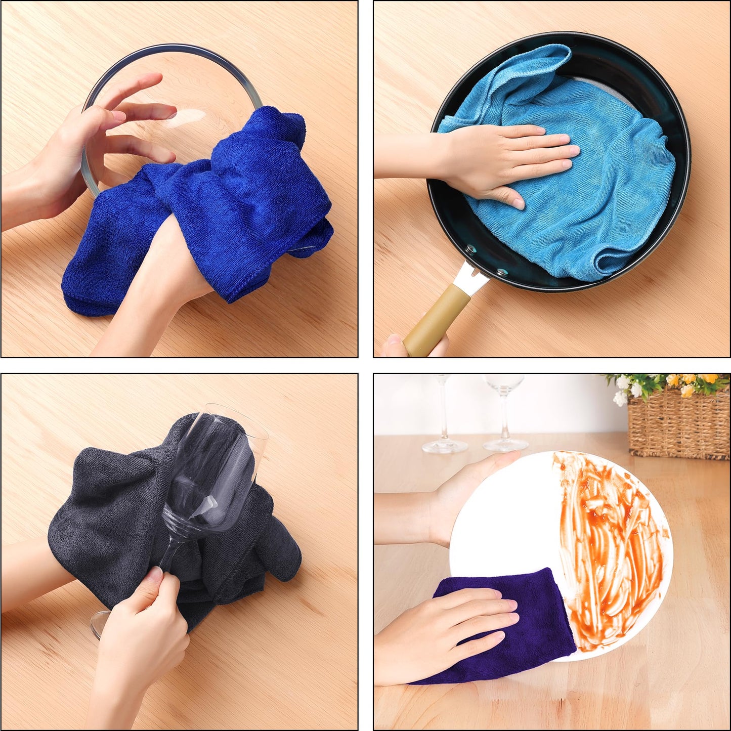 Uxcell Absorbent Microfiber Hand Towels Set for Kitchen Quick Drying