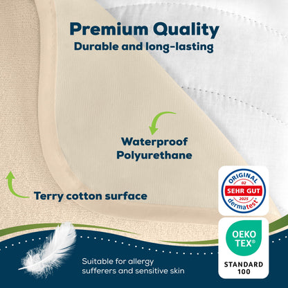Sensalou Waterproof Mattress Protector 50 x 90 cm Beige – Mattress Cover for Bed and Baby Cot