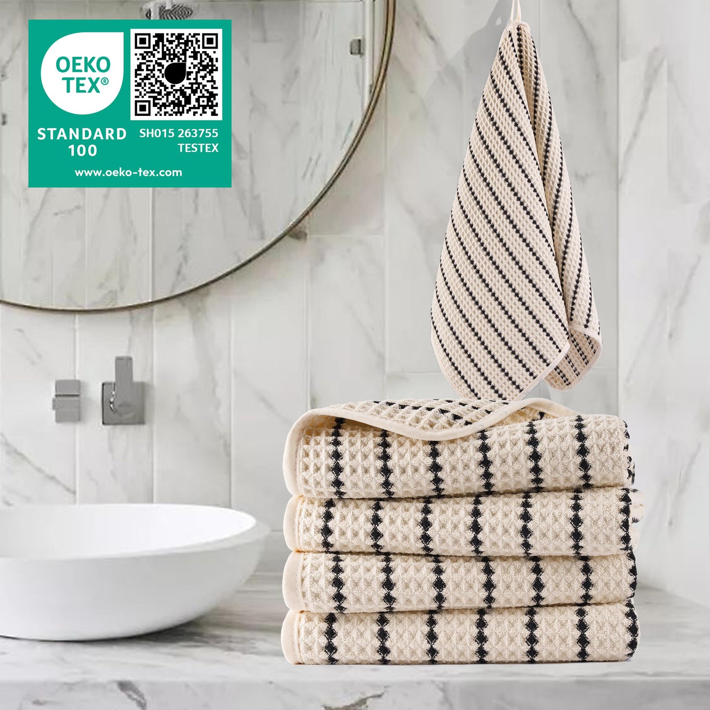 POLYTE 430 GSM Microfibre Quick Dry Waffle Hand Towel, 40.6x76.2 cm