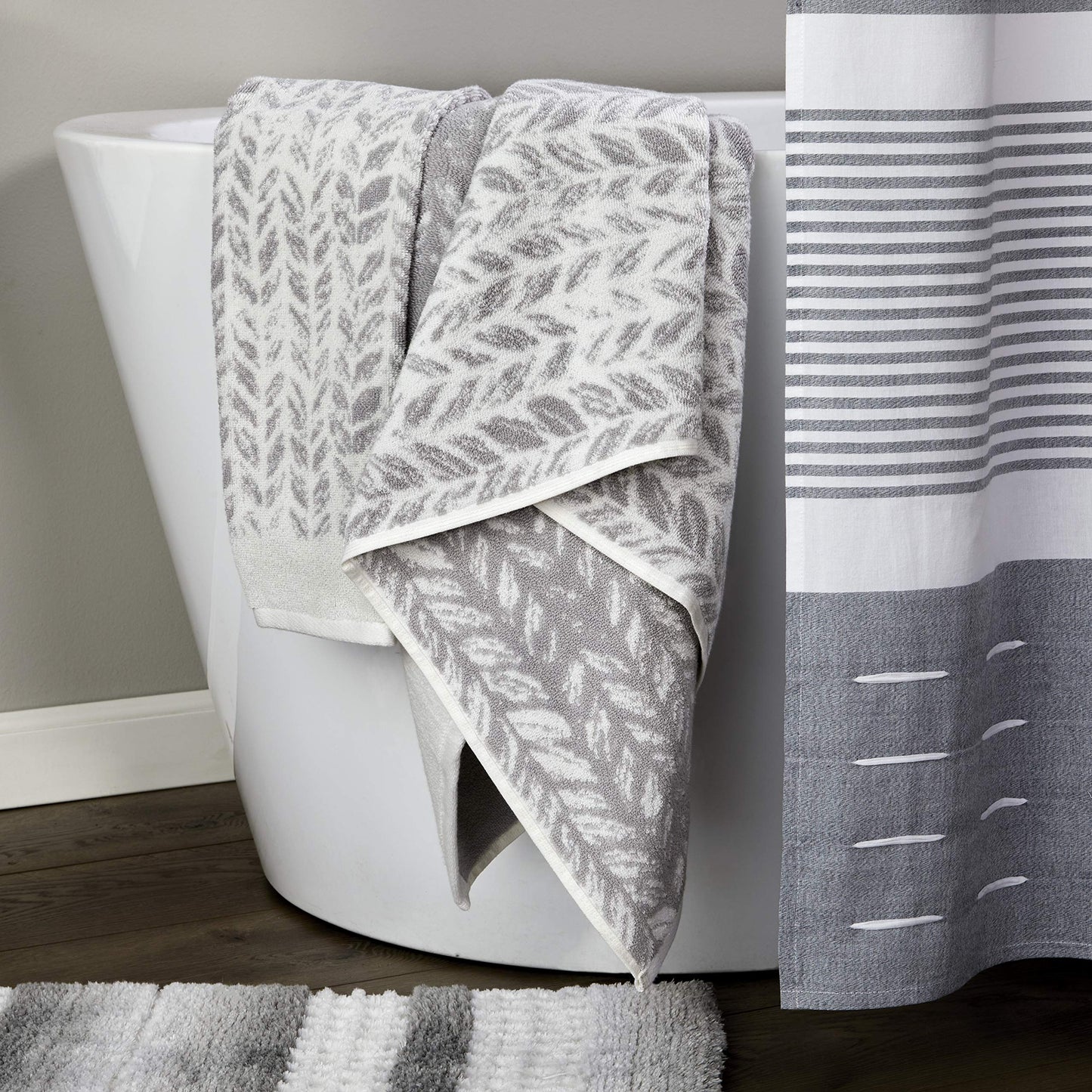 SKL Home by Saturday Knight Ltd. 100% Turkish Cotton Hand Towel Set, Gray, 16"x26"