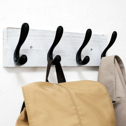 HONSKY Wooden Coat Rack Wall Mounted with 4 Double Hooks, Wall Mounted Clothes Rack Organizer for Jackets/Hats/Scarves