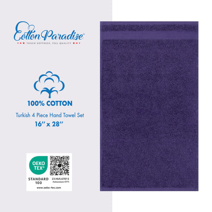 Cotton Paradise Hand Towels for Bathroom, 100% Cotton Turkish 4 Piece Hand Towel Set, Soft Absorbent Face Towels Clearance Set, Purple Hand Towels