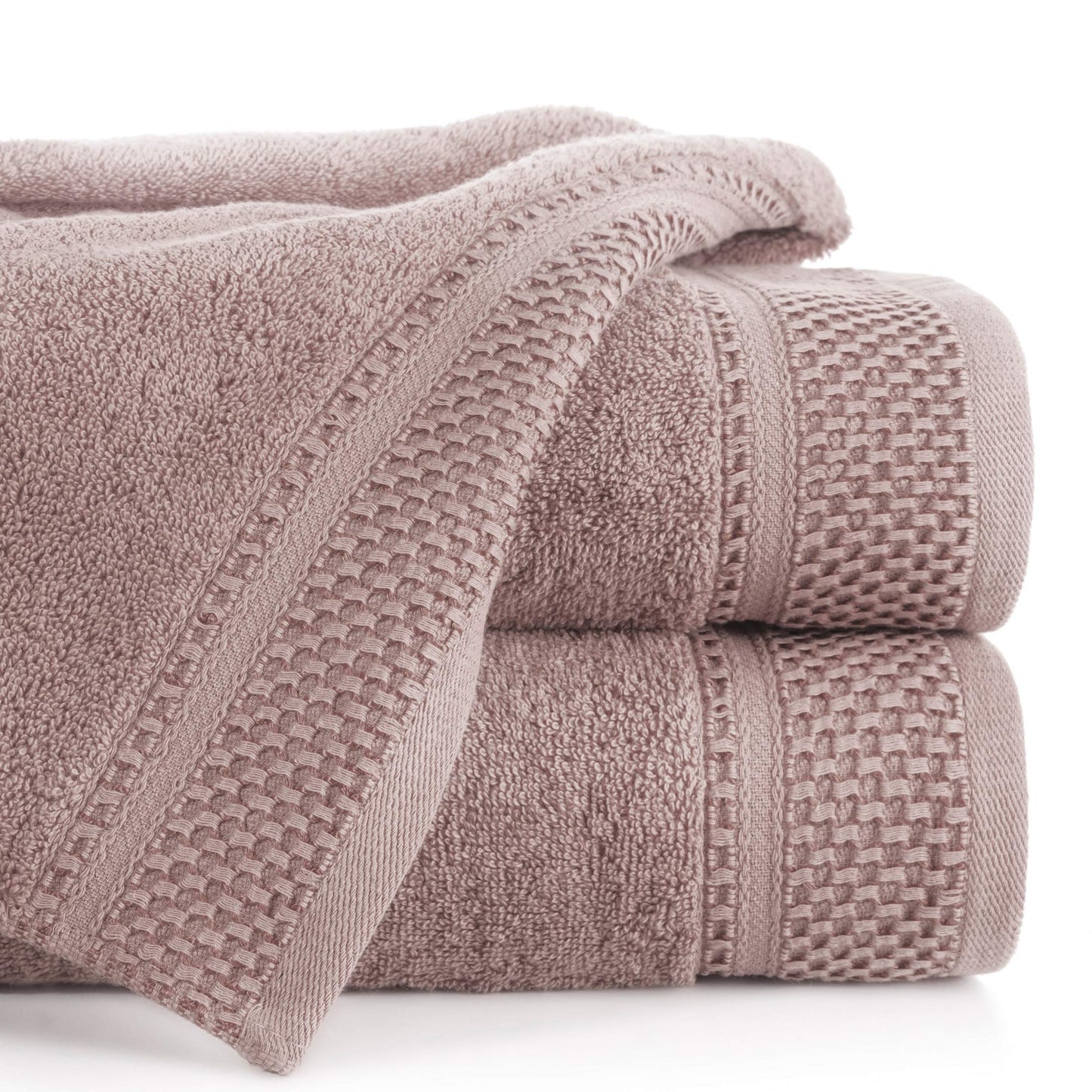 Eurofirany Carlo Bath Towel Set Hand Towel Sauna Towel Pattern - Absorbent, 100% Cotton 580g/m, Pack of 3 and 6, Light Pink, 50 x 90 cm, 6