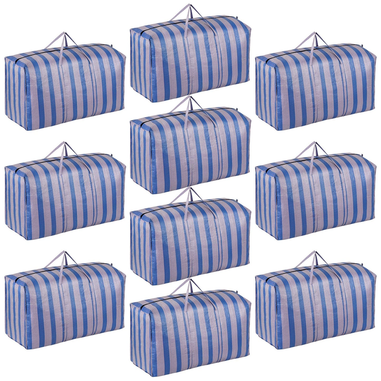 10 Pack Extra Large Moving Bags Clothes Storage Box Replacement, Thickened 130L Packing Sacks with Zips for Wardrobe Organisation, House Relocation