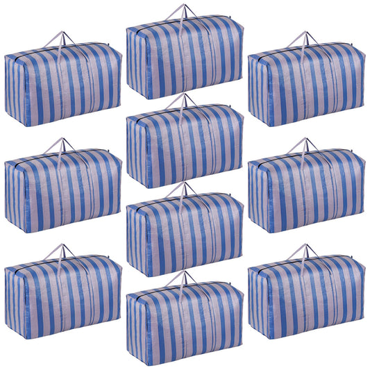 10 Pack Extra Large Moving Bags Clothes Storage Box Replacement, Thickened 130L Packing Sacks with Zips for Wardrobe Organisation, House Relocation