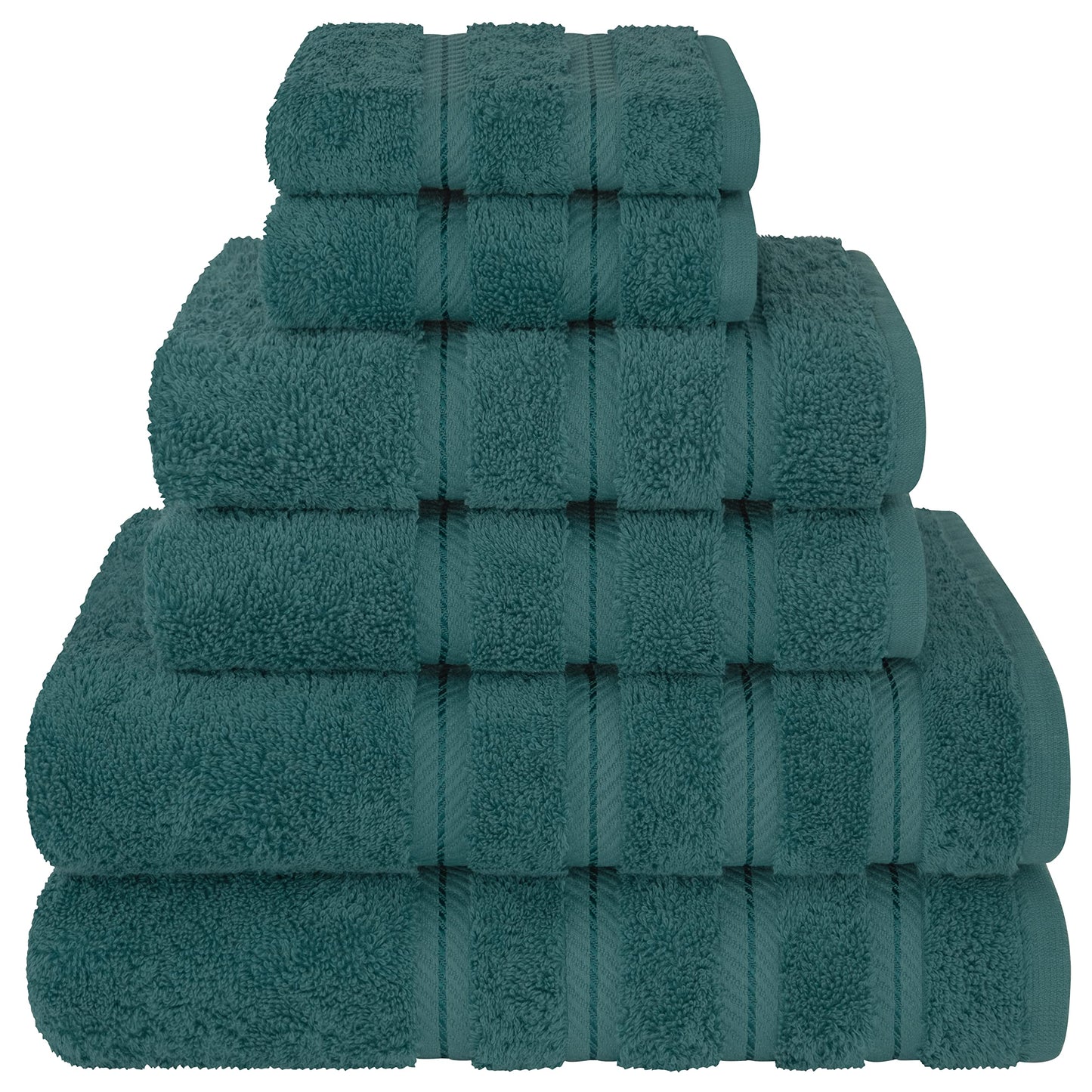 American Soft Linen Luxury 6 Piece Towel Set, 2 Bath Towels 2 Hand Towels 2 Washcloths, 100% Turkish Cotton Towels for Bathroom