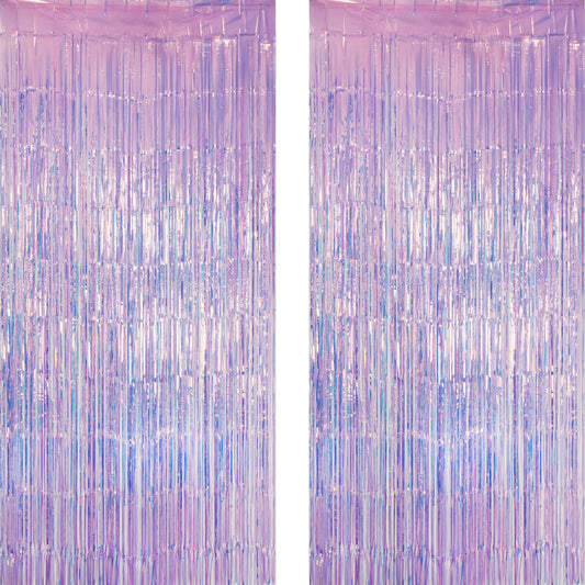 Iridescent Purple Party Streamers Backdrop - GREATRIL Holographic Tinsel Foil Fringe Curtain for Mermaid/Unicorn/Euphoria/Women?s Day/Butterfly Fairy