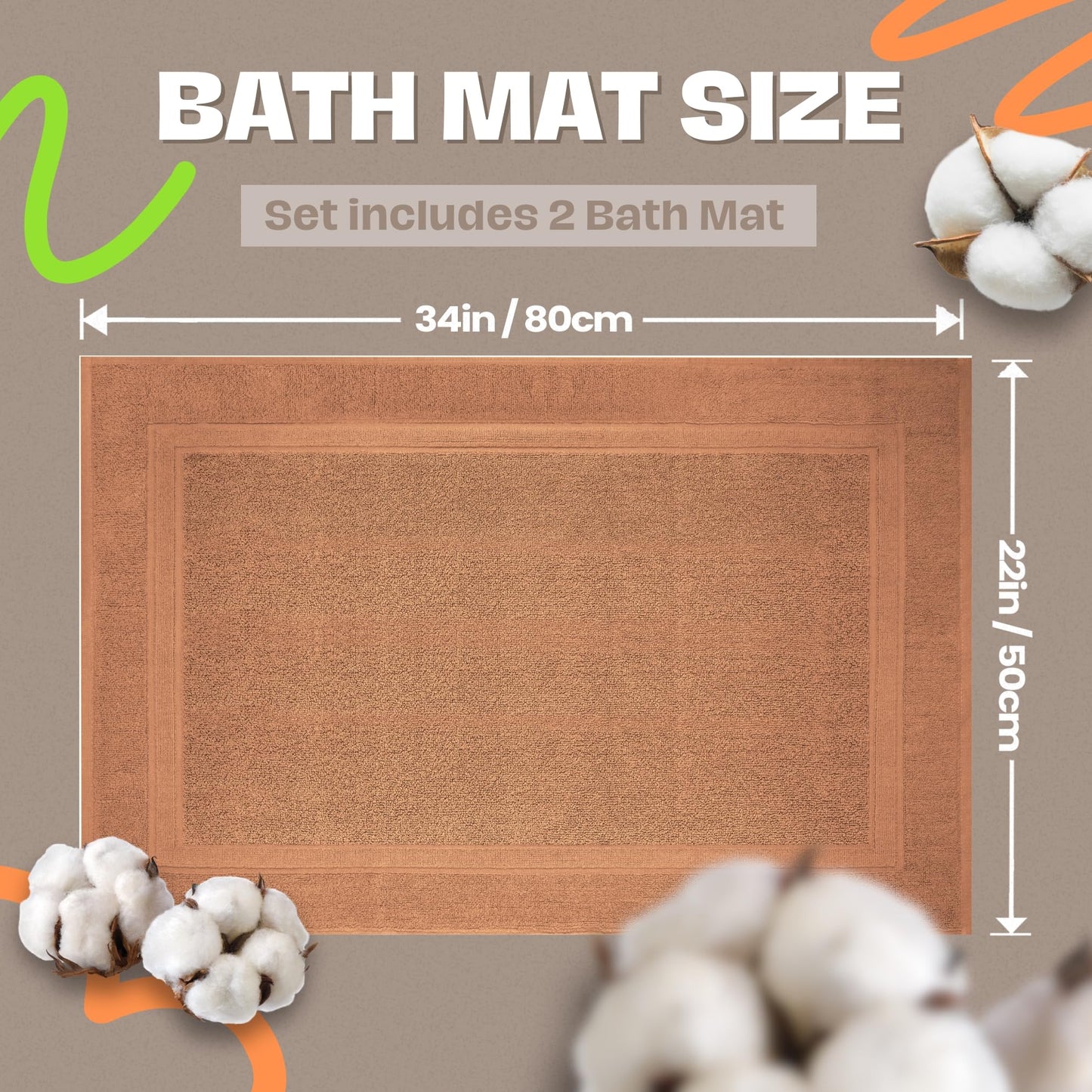Infinitee Xclusives Cotton Bath Mat (86 x 55 cm) - Bathroom Mat - 2-Pack