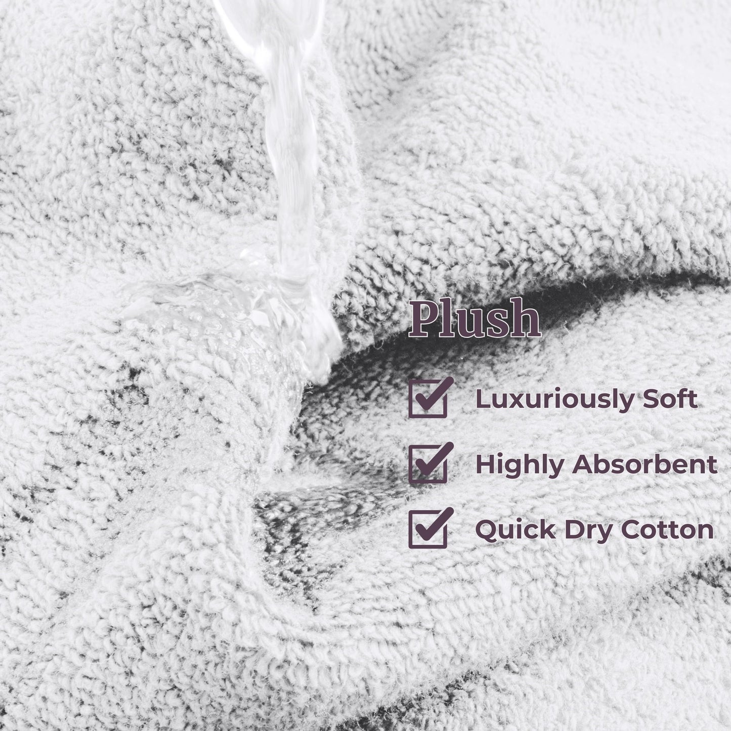 Lavish Home Luxury Cotton Towel Set- Quick Dry, Zero Twist and Soft 6 Piece Set With 2 Bath Towels, 2 Hand Towels and 2 Washcloths (White/Black)
