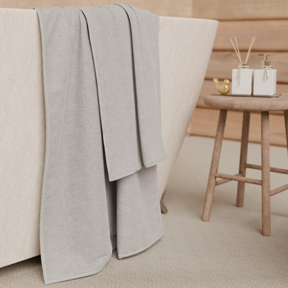 PETTI Artigiani Italiani - 100% Cotton Terry Bath Towels, 1+1 Towel Set, 2 Pieces 1 Face Towel and 1 Hand Towel, Light Grey Towels