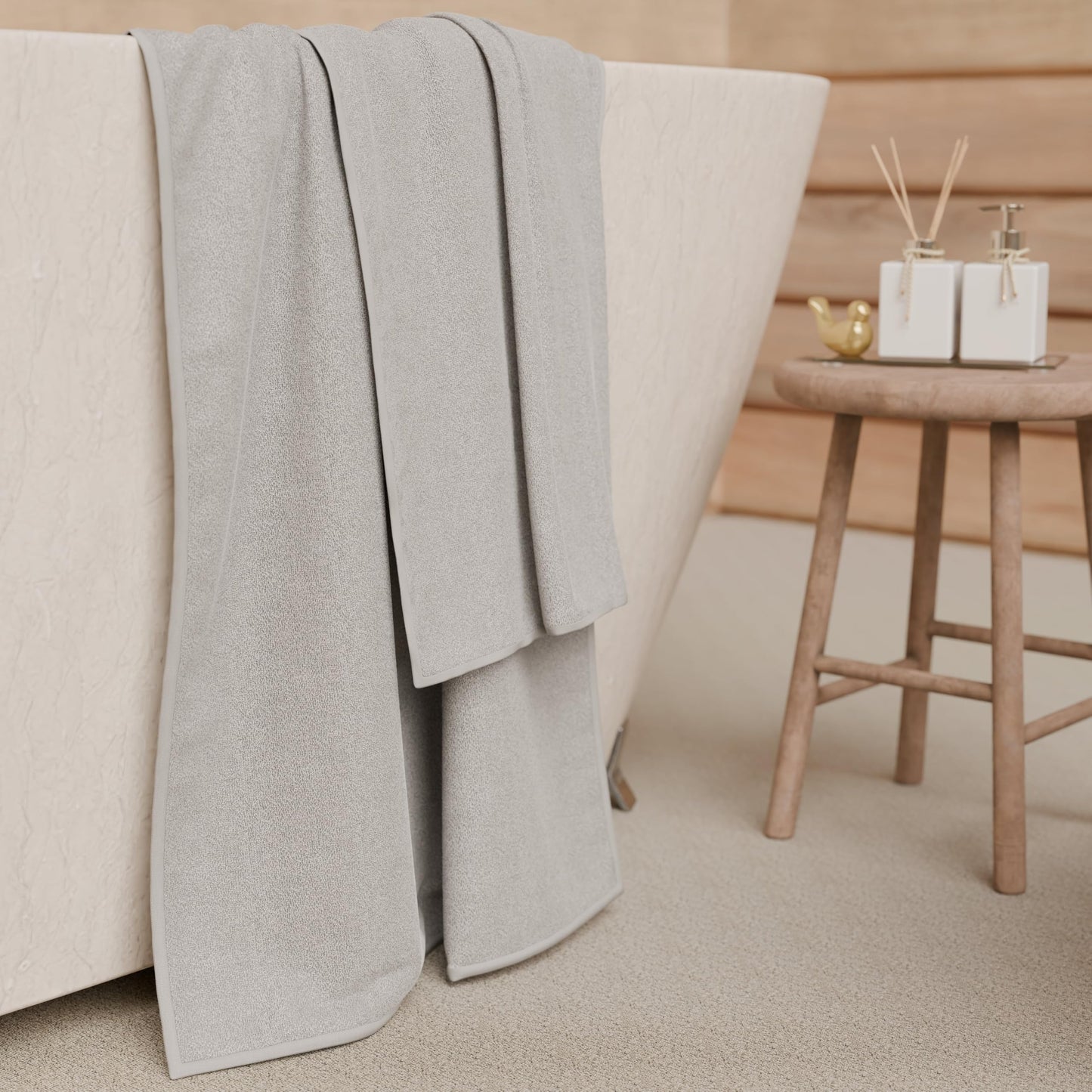 PETTI Artigiani Italiani - 100% Cotton Terry Bath Towels, 3+3 Towel Set, 6 Pieces, 3 Face Towels and 3 Hand Towels, Light Grey Towels