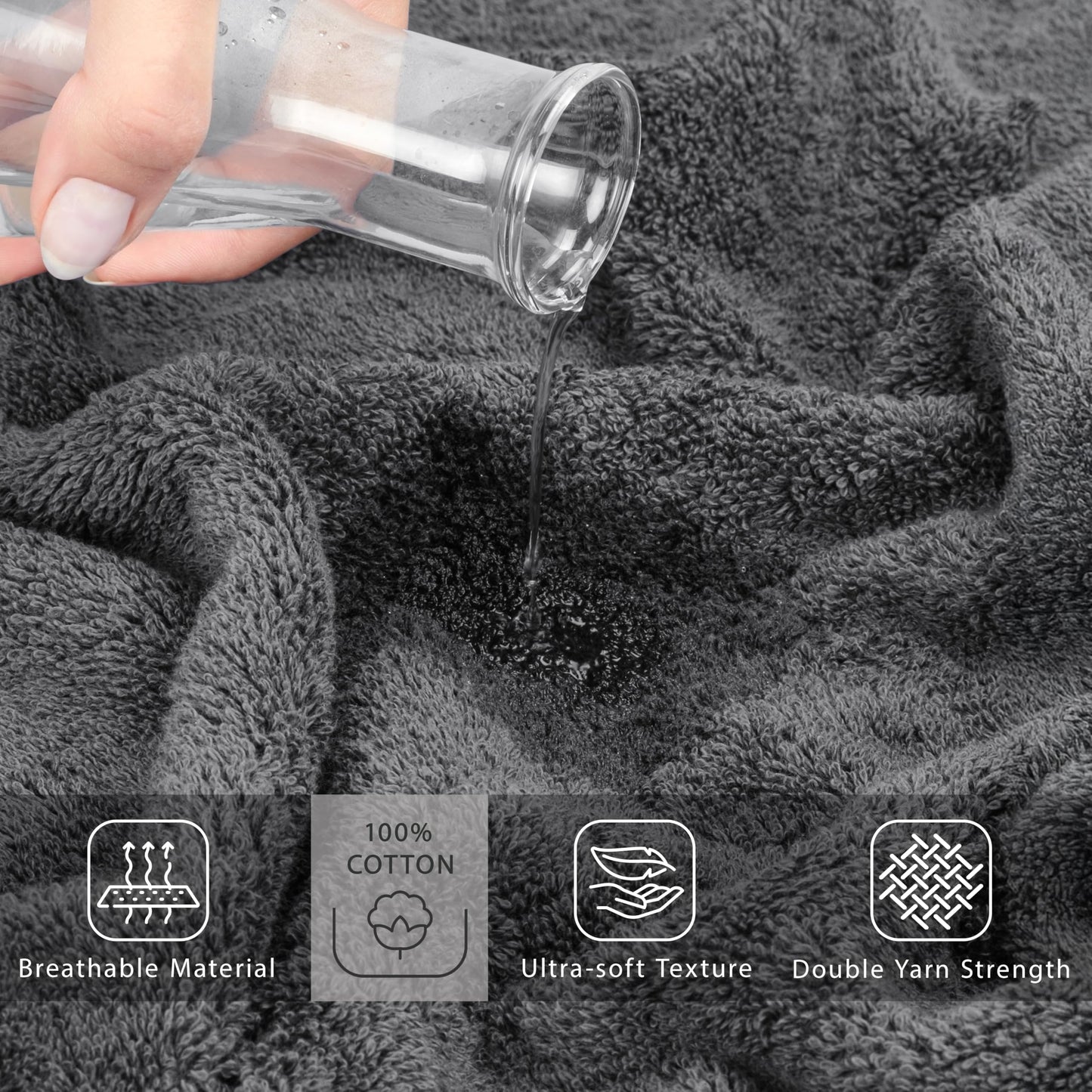 Cotton Paradise 100% Cotton 40x80 Oversized Bath Sheet, Extra Large Turkish Bath Towels for Bathroom, Dark Gray Bathsheet
