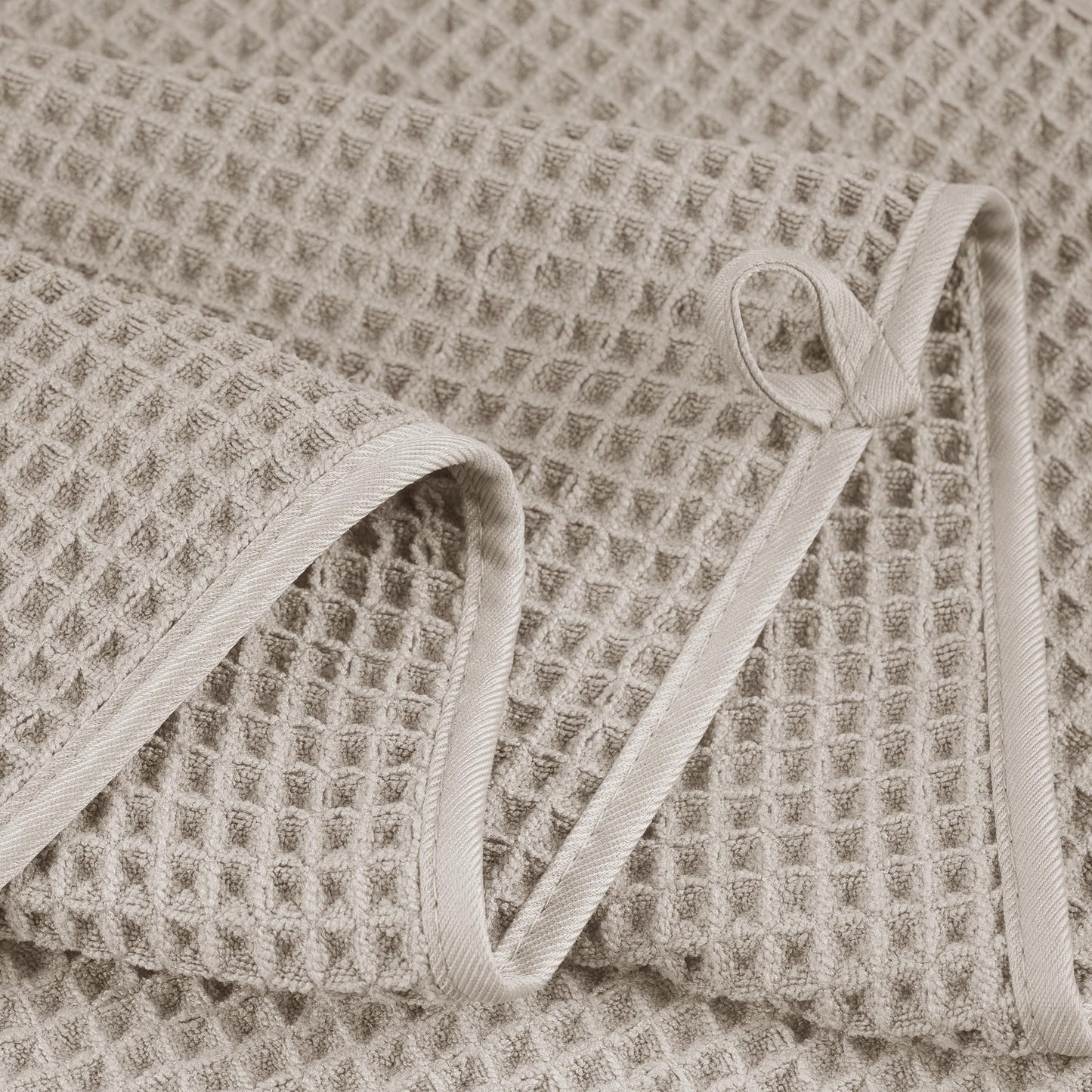 POLYTE Microfibre Quick Dry Lint Free Bath Sheet, 89 x 178 cm, Set of 2 (Beige, Waffle Weave)