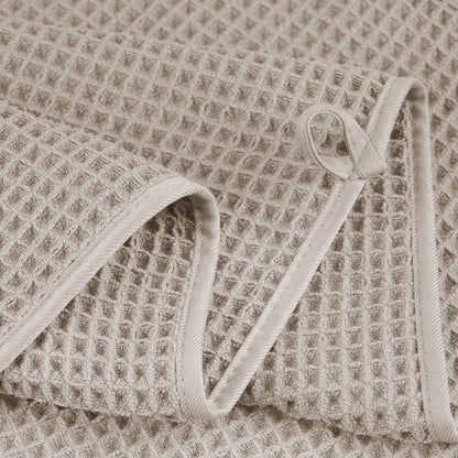 POLYTE Microfibre Quick Dry Lint Free Bath Sheet, 89 x 178 cm, Set of 2 (Beige, Waffle Weave)