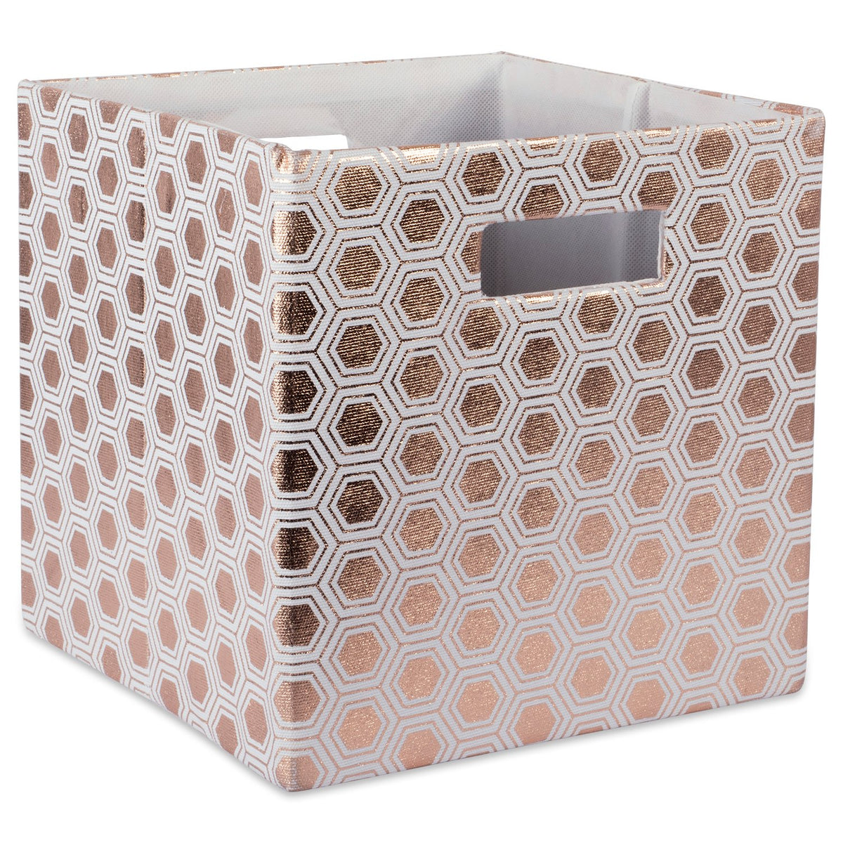 DII Hard Sided Collapsible Fabric Storage Container for Nursery, Offices, & Home Organization, 11x11x11" - Honeycomb Copper