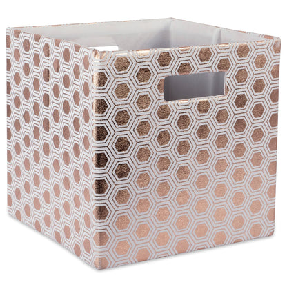 DII Hard Sided Collapsible Fabric Storage Container for Nursery, Offices, & Home Organization, 11x11x11" - Honeycomb Copper