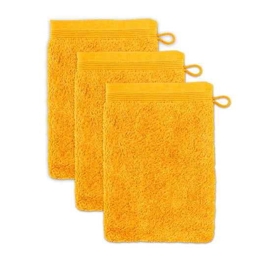 M?ve 3er set Superwuschel wash glove 15 x 20 cm made of 100% cotton, gold