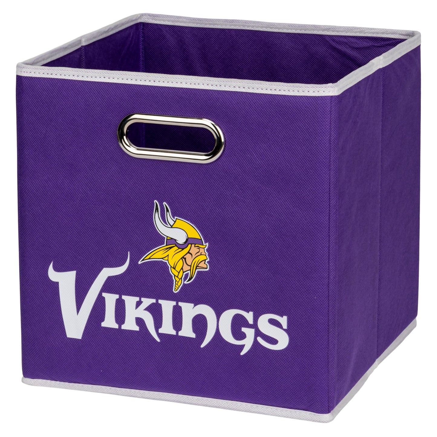 Franklin Sports Minnesota Vikings NFL Storage Bin - Collapsible Cube Container + Storage Basket - NFL Office, Bedroom + Living Room Décor - 11"x11"