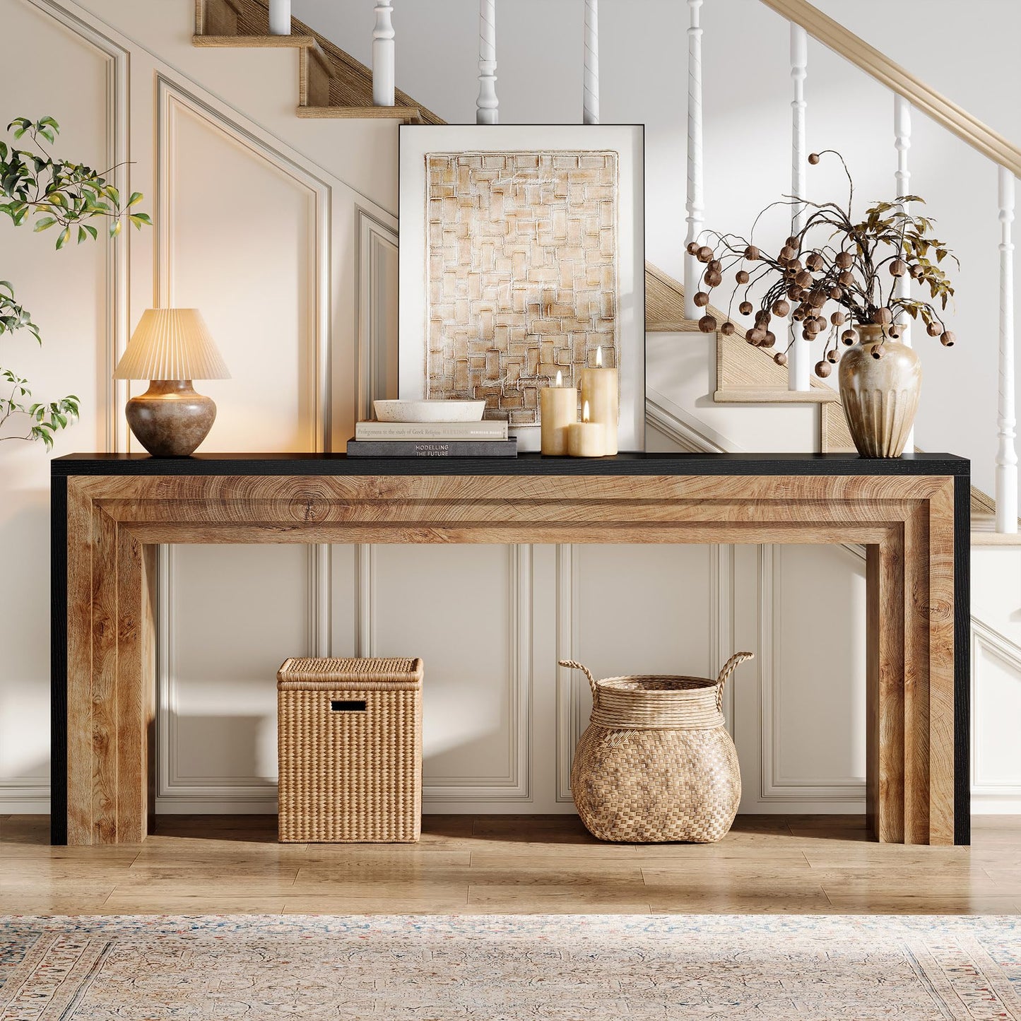 Tribesigns 180 cm Console Table, Farmhouse Slim Sofa Table Behind the Couch, Wooden Extra Long Hall Table for Living Room, Entryway, Hallway, Foyer