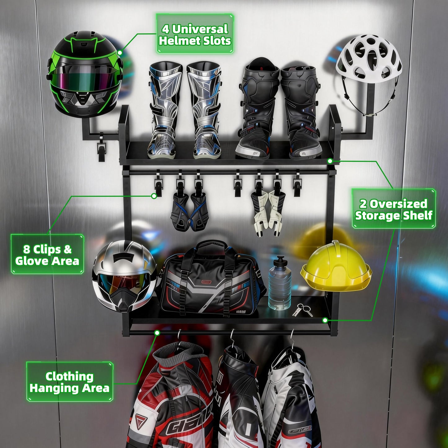Anvuda Motorcycle 4-Helmet Holder, Helmet Wall Mount, Heavy-Duty, Size L