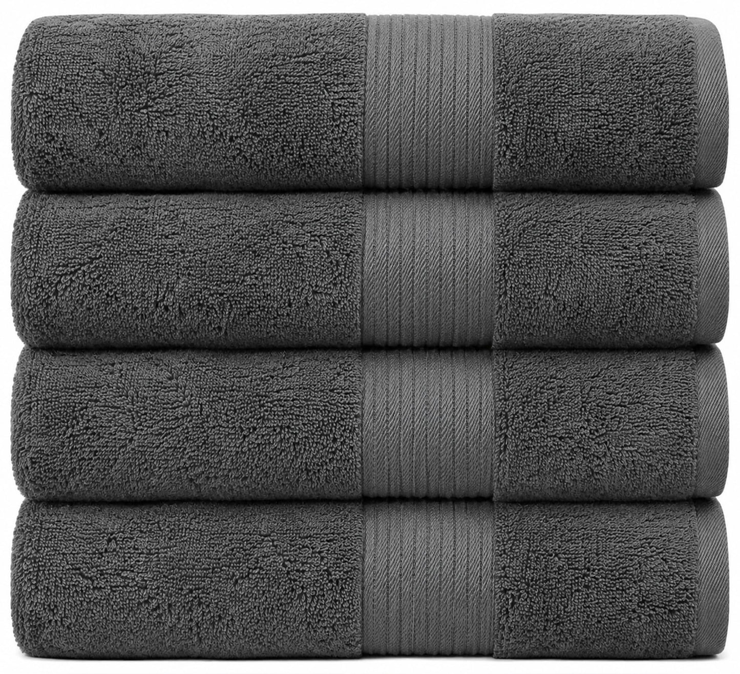 Bliss Luxury Combed Cotton Bath Towels - 34" x 56"/86 x 142 cm Extra Large Premium Quality Bath Sheet - 650 GSM - Soft, Absorbent (4 Pack, Dark Grey)