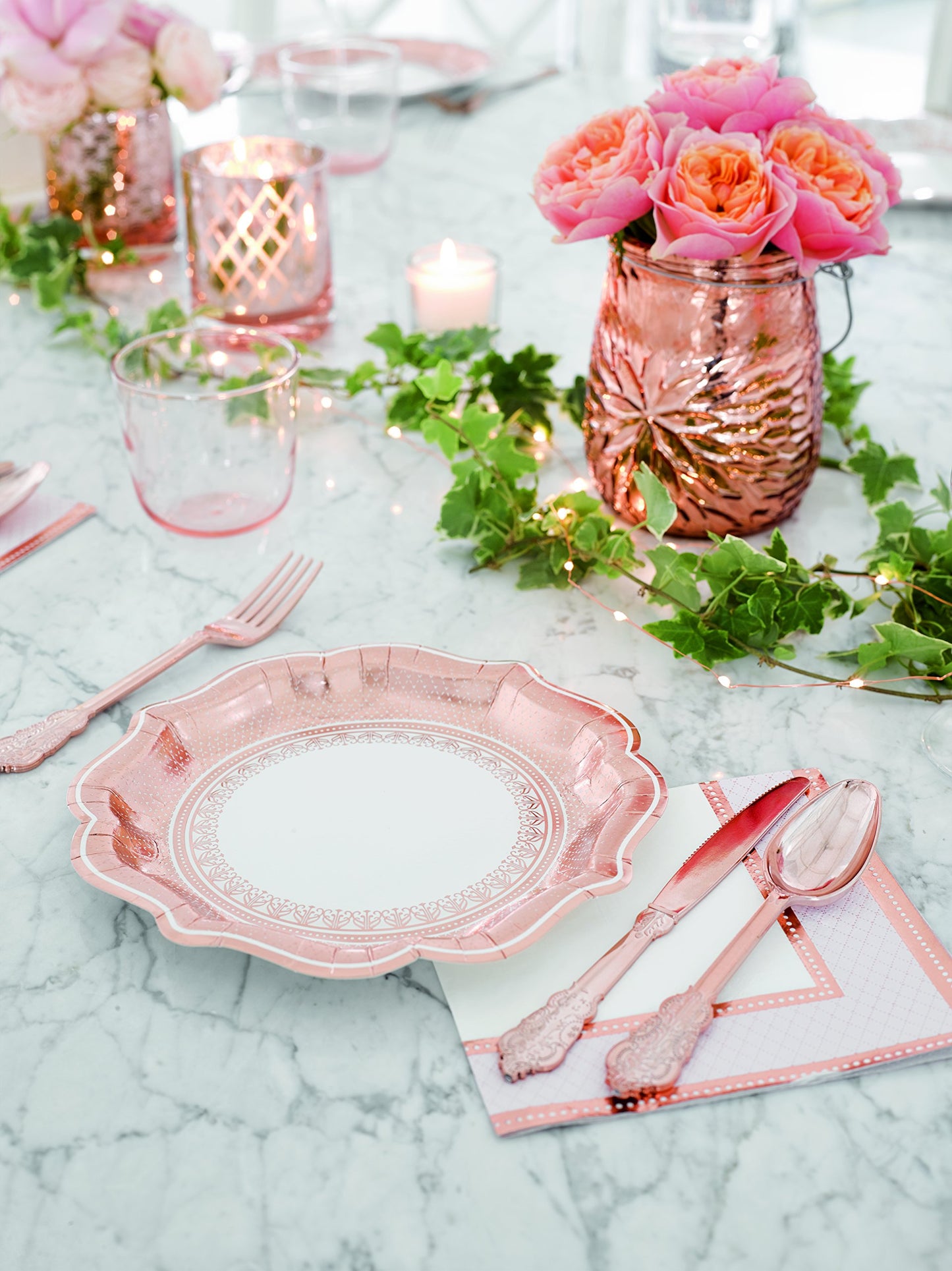 Talking Tables Party Porcelain Rose Gold Napkin. 33Cm