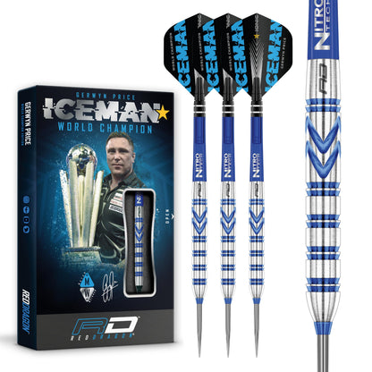 RED DRAGON Gerwyn Price Originals 26 Gram - Tungsten Steel Darts Set with Flights and Stems