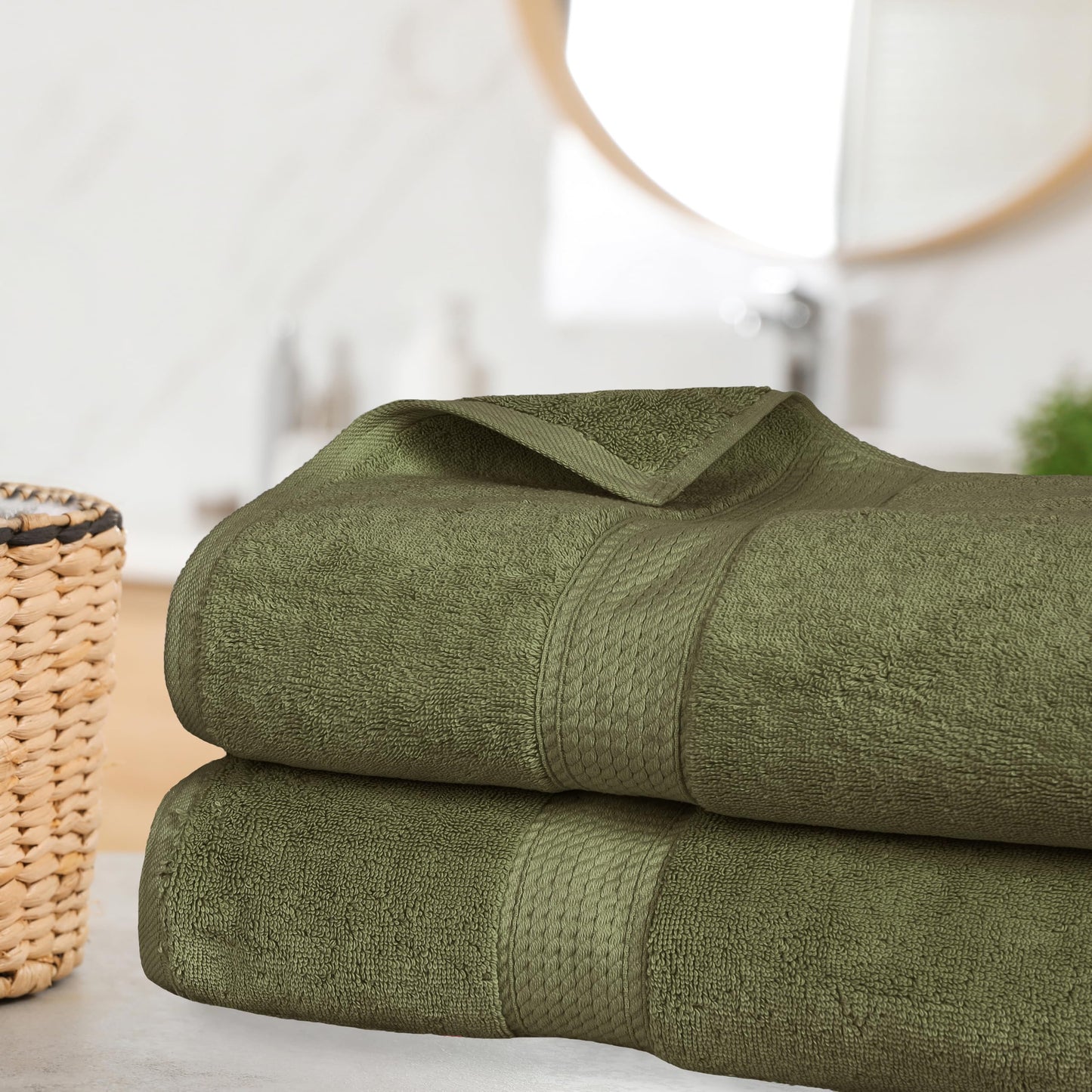 Superior Egyptian Cotton Pile Bath Sheet Set of 2, Ultra Soft Luxury Towels, Thick Plush Essentials, Absorbent Heavyweight, Guest Bath, Hotel, Spa
