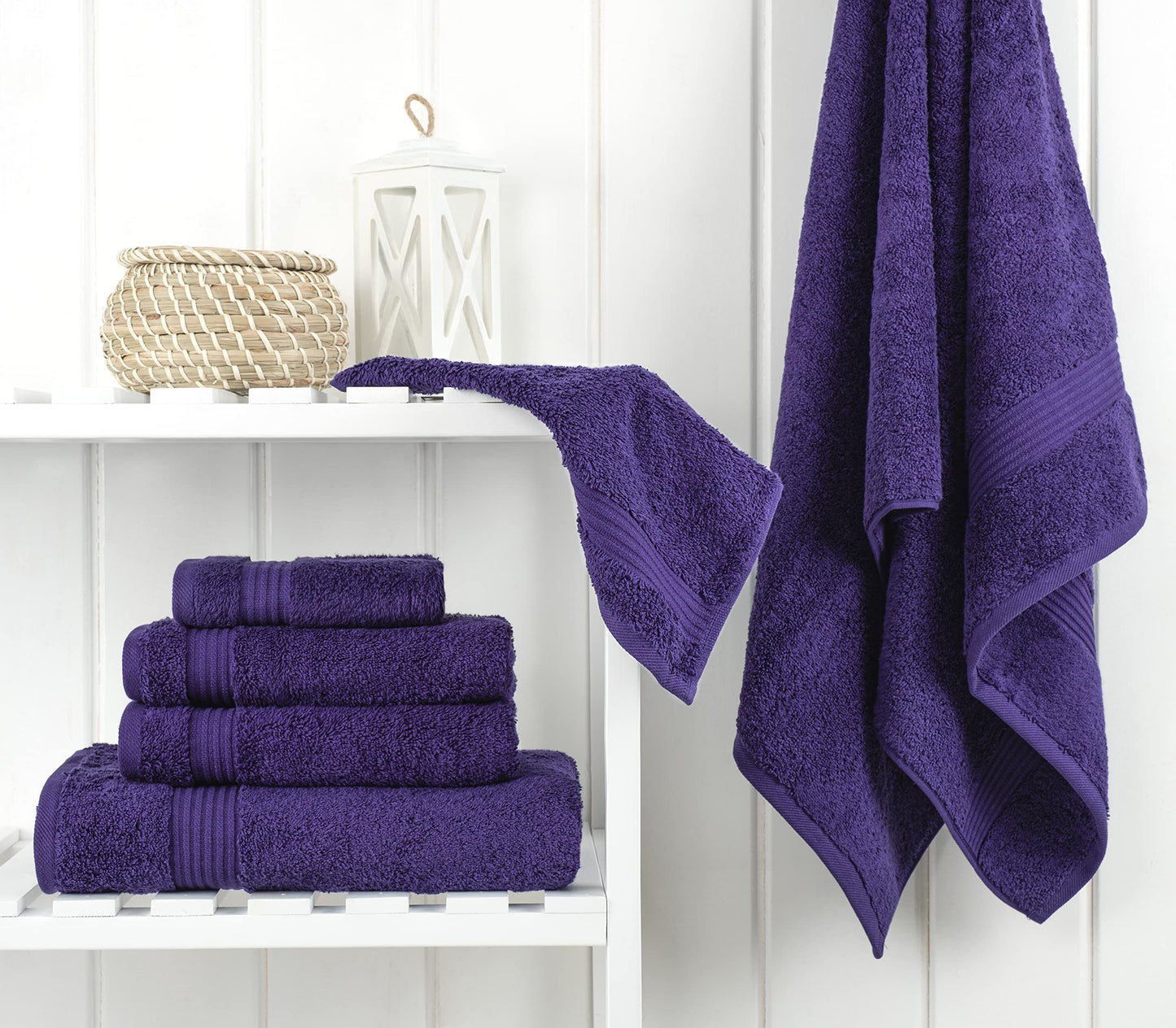Cotton Paradise 6 Piece Towel Set, 100% Cotton Soft Absorbent Turkish Towels for Bathroom, 2 Bath Towels 2 Hand Towels 2 Washcloths, Purple Towel Set