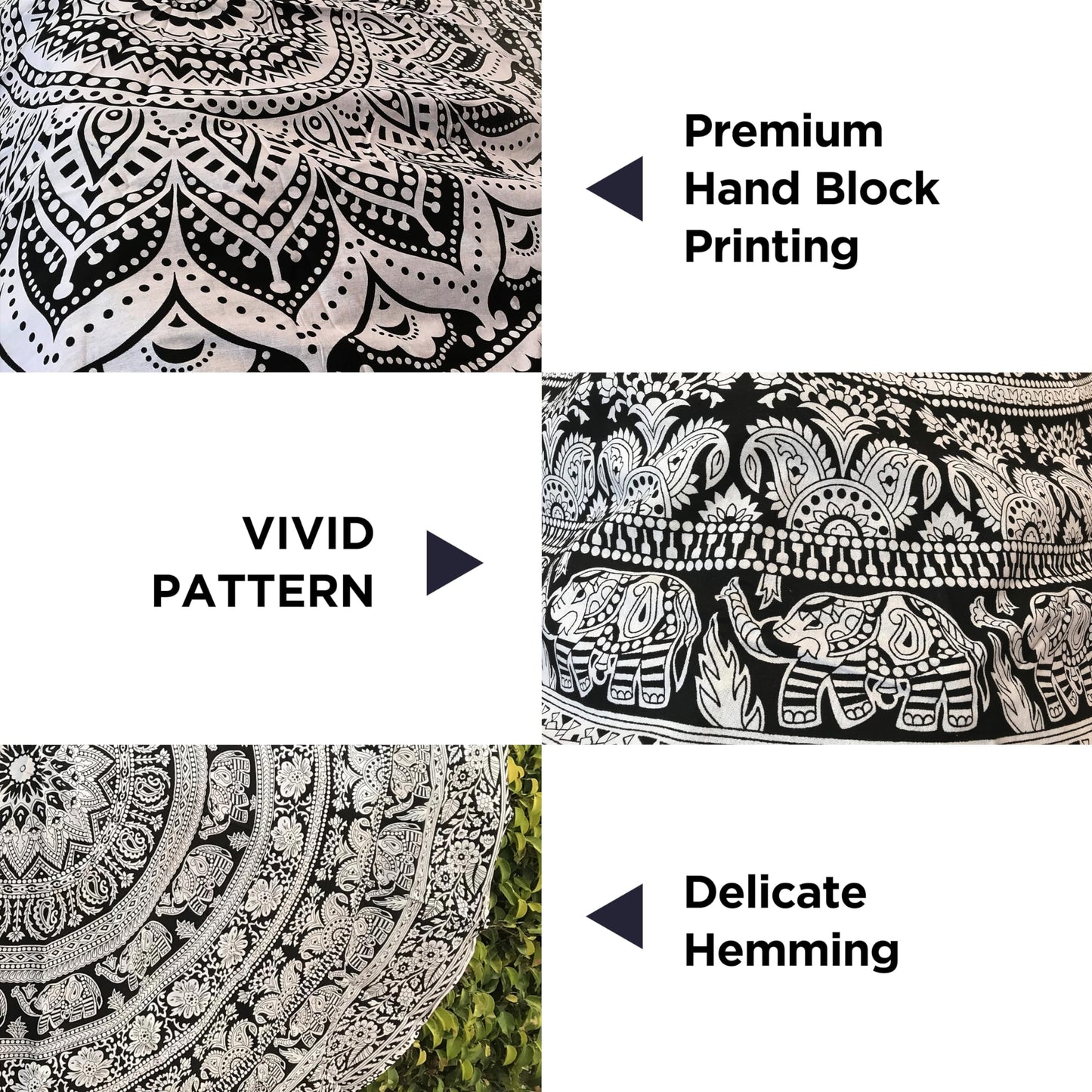 raajsee Black White Round Beach Tapestry Hippie/Boho Beach Blanket Mandala/Indian Cotton Throw