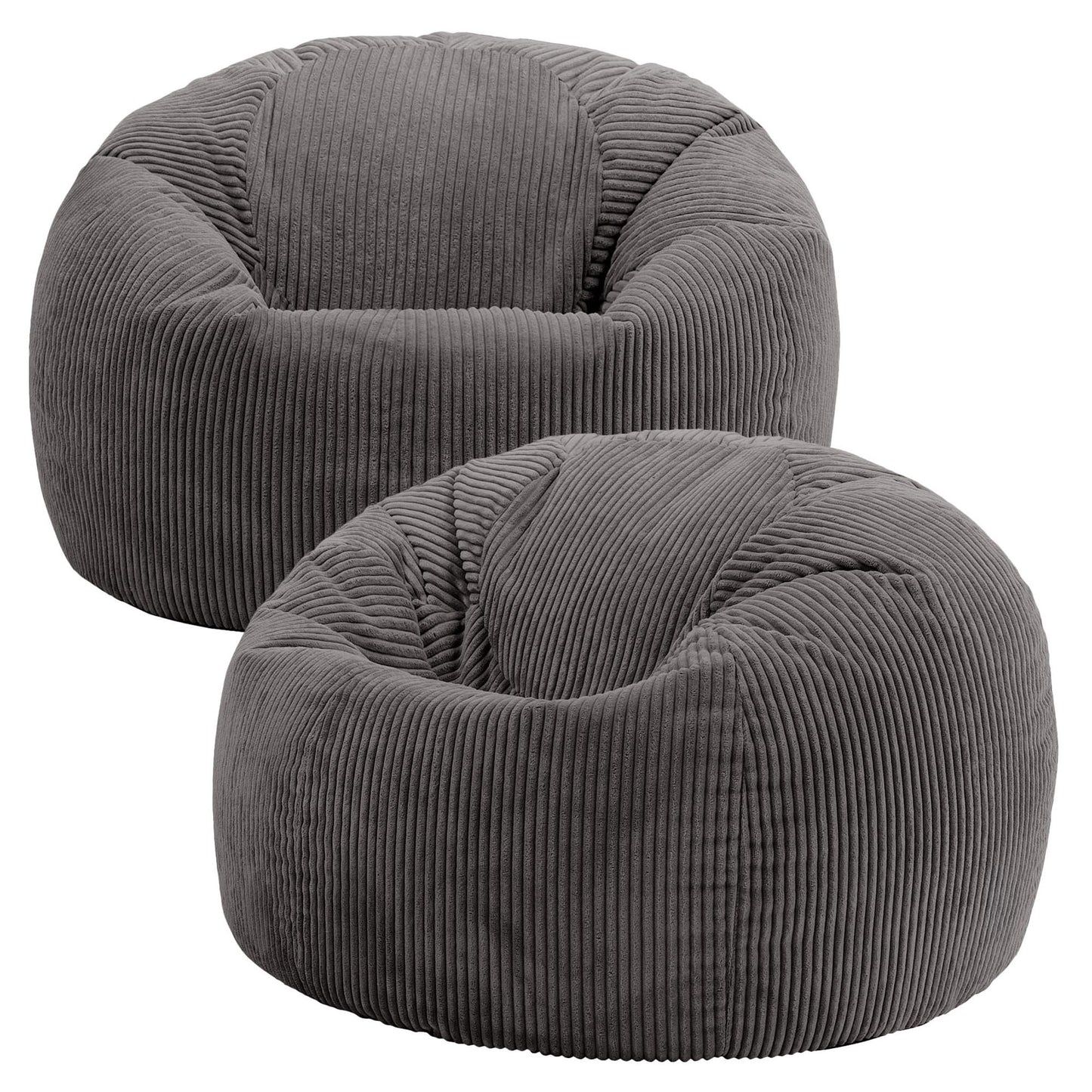 icon Kingston Cord Bean Bag with Filling Included, Set of 2, Grey