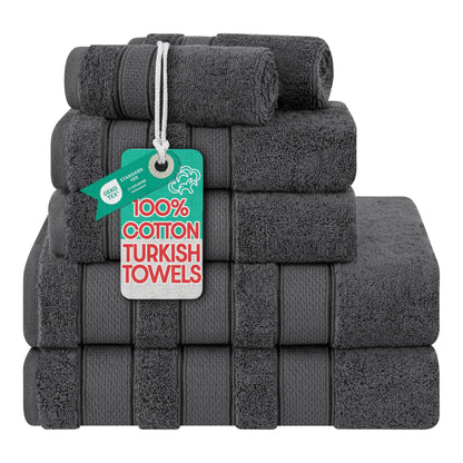 American Soft Linen Bath Towel Set, Luxury Salem Collection 100% Turkish Combed Cotton 6 Piece Towel Set